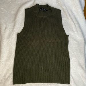 Brandy Melville Knit Mock Neck Crop Tank (Olive)